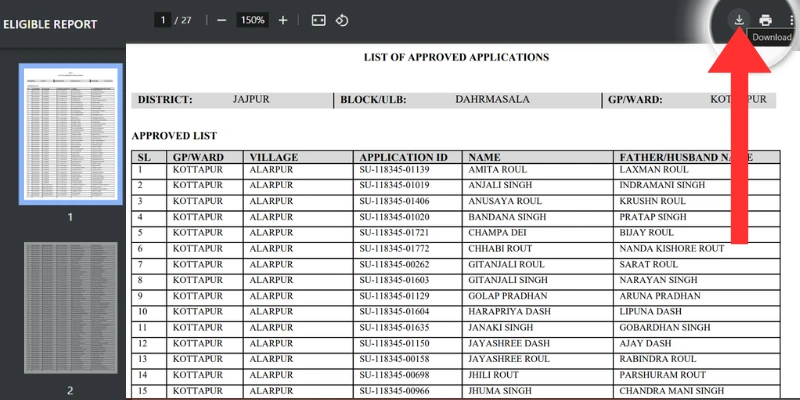 Subhadra Yojana beneficiary list